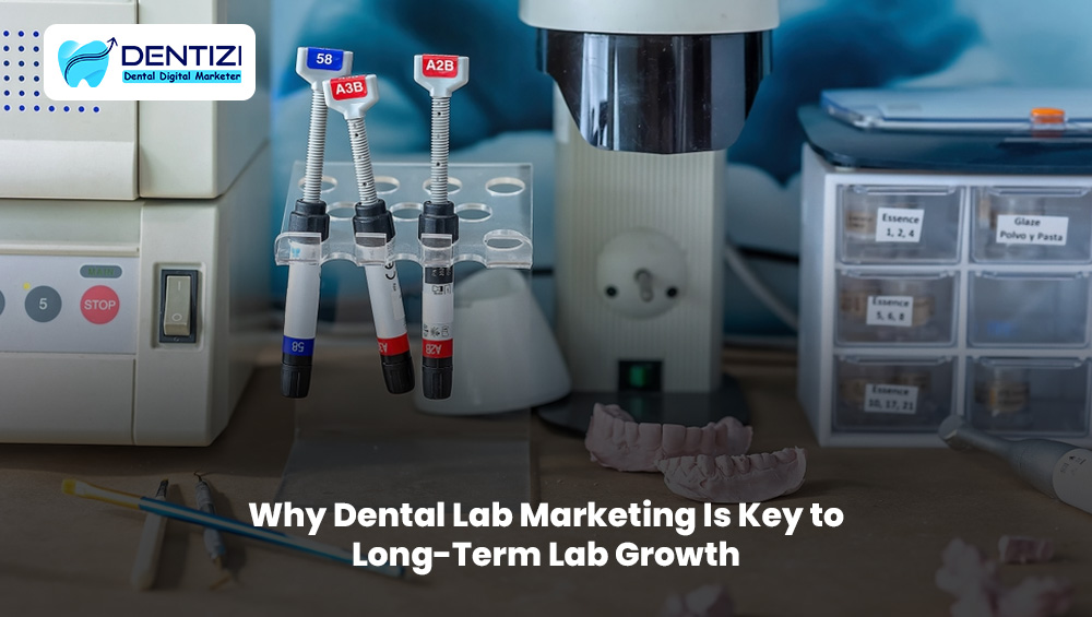 Dental laboratory team working on dental restorations with modern lab equipment